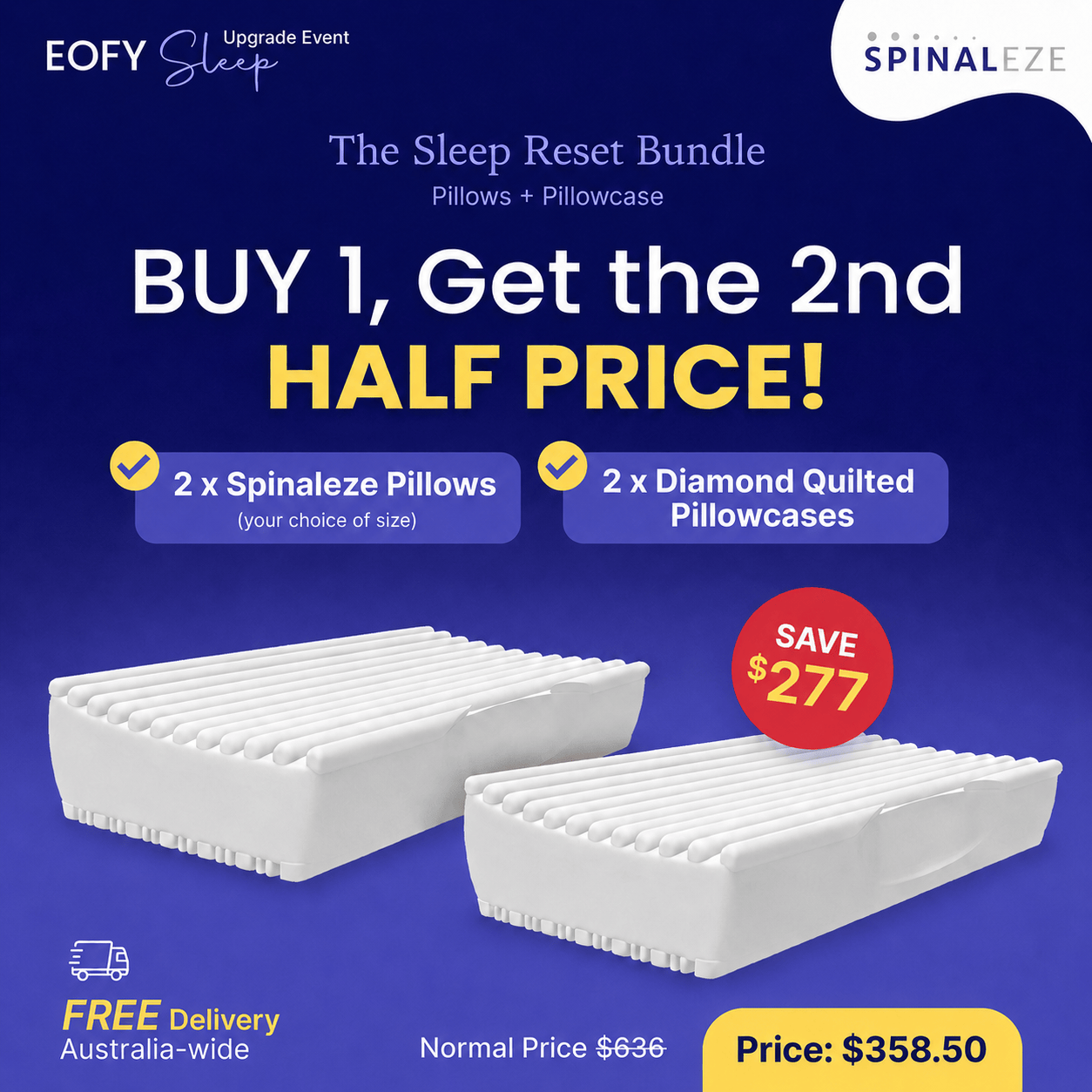 The Sleep Reset: Buy 1 Spinaleze Pillow, Get the 2nd Half Price